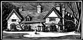 wood-engraving original print: Pegsdon Barns